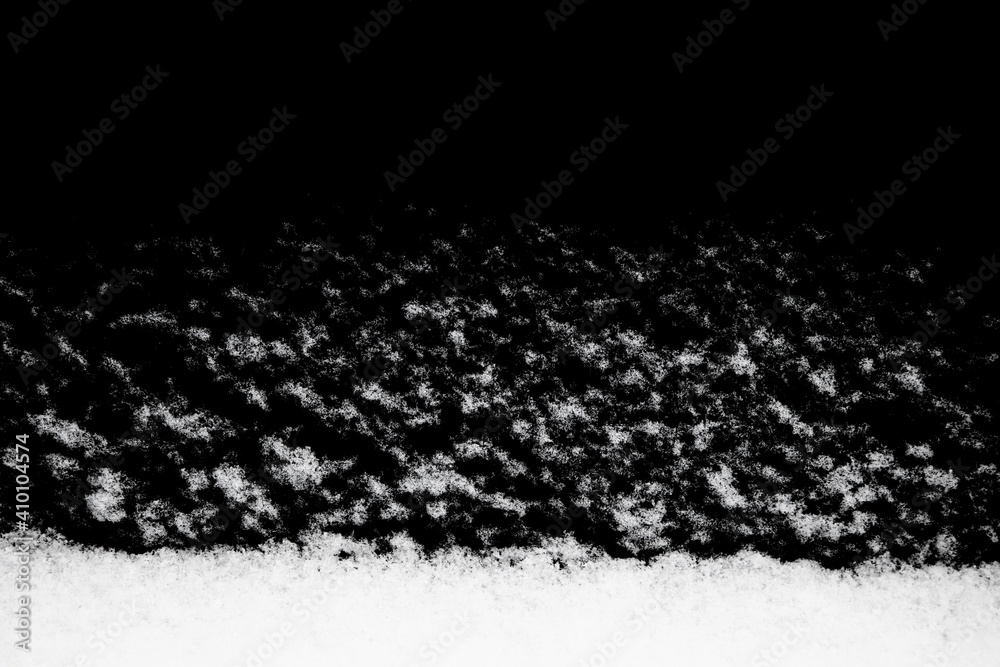 Poster white snow isolated on black background. winter elements for design