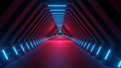 3d rendering abstract space sci-fi future corridor hallway