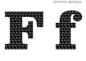 F (fix) 3d illustration phonetic alphabet design for decoration in black and white