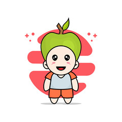 Cute kids character wearing apple costume.