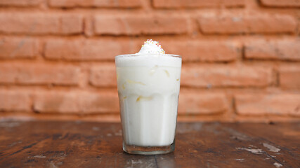 drink Vanilla milshake on top table