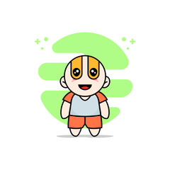 Cute kids character wearing superhero costume.