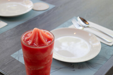 Glass of watermelon smoothie drink