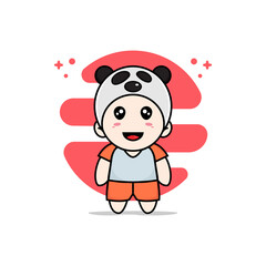 Cute kids character wearing panda costume.