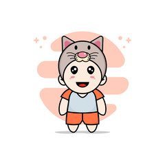 Cute kids character wearing cat costume.