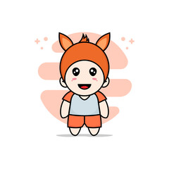 Cute kids character wearing fox costume.