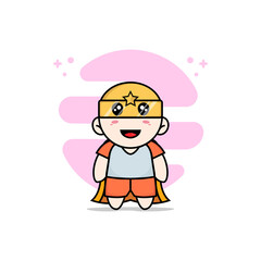 Cute kids character wearing superhero costume.