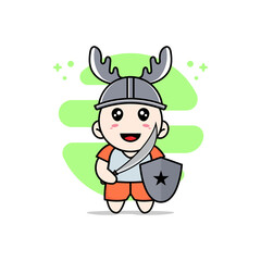 Plakat Cute kids character wearing fighter costume.