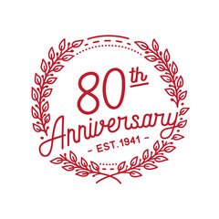 80 years anniversary logo collection. 80th years anniversary celebration hand drawn logotype. Vector and illustration.