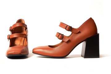 A pair of spring women's high-heeled shoes