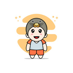 Cute kids character wearing seals costume.