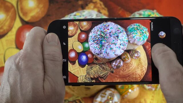 The phone takes pictures of Easter cake and eggs in 4K 