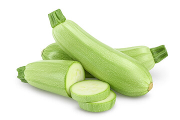 zucchini or marrow isolated on white background with clipping path and full depth of field