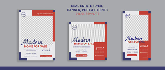 Real estate sale flyer banner social media post and stories perfect for business promotion 
