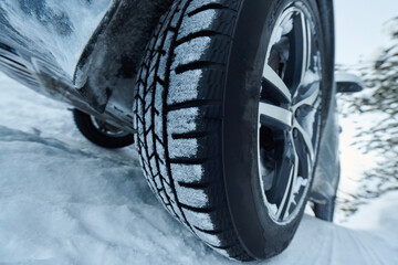 offroad suv car on icy winter north road © .shock