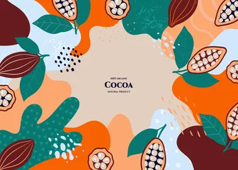 Rolgordijnen Vector frame with doodle cocoa and abstract elements. Hand drawn illustrations. © Rina Oshi