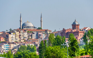 Fototapeta na wymiar Balat District view from sea in Istanbul