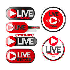 LIVE stream sign with clipping path. streaming for selling product on social media, 3d rendering