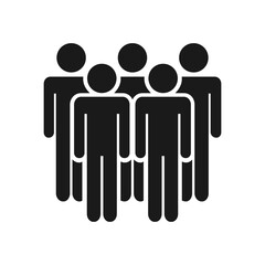 Business team icon. Businessmen standing togeher. corporate team. Leadership metaphor. Avoid crowds people concept. Vector illustration isolated on white background. 