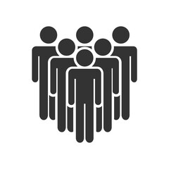 Business team icon. Businessmen standing togeher. corporate team. Leadership metaphor. Avoid crowds people concept. Vector illustration isolated on white background. 