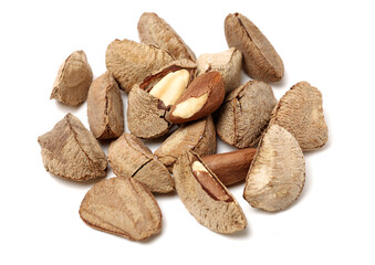 Brazil nuts on white background