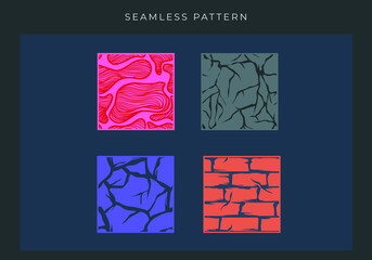 Set of block geometric seamless pattern vector. Modern stylish abstract texture. Repeating geometric bricks and crack collections for fabric, textile, tile, decor etc. Eps 10. Isolated object