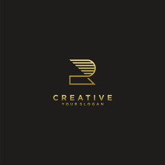letter r logo collection with modern concept gold colour for finance  company Premium Vector. part 3