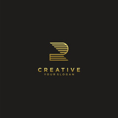 letter r logo collection with modern concept gold colour for finance  company Premium Vector. part 5