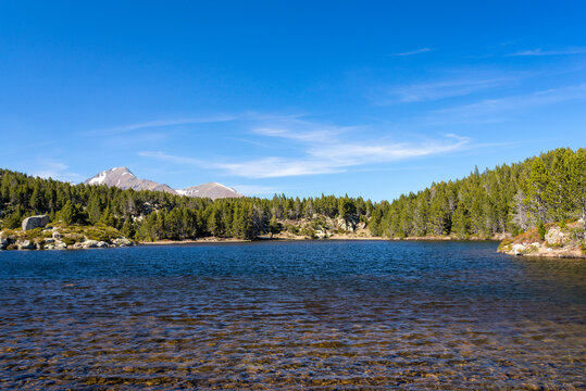 Mountain lake Matemale France Pyrenees spring time