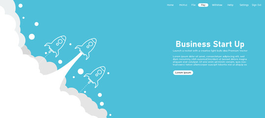 Startup background rocket ship launch concept product Rocket in the sky Among the aries In a blue background	
