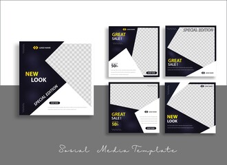 Sosial media post template design for promotion, internet ads and web. - vector