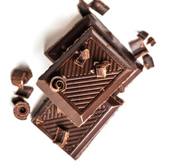 Curls and pieces of tasty chocolate
