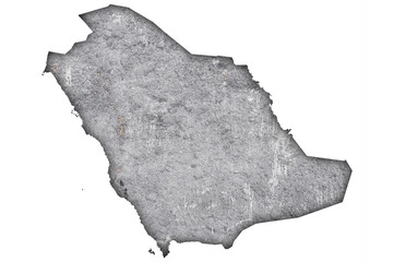 Karte von Saudi Arabien auf verwittertem Beton