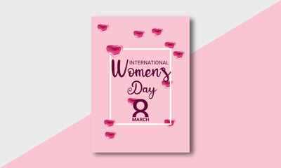 Editable International Women's Day Flyer Template. 8 march. Happy Women's Day. Vector templates with cute women for card, poster, flyer.