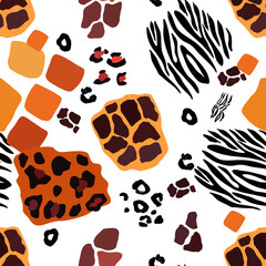 Fototapeta premium Animal mix print vector seamless pattern. Abstract background