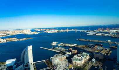 The city of Yokohama seen from the sky 