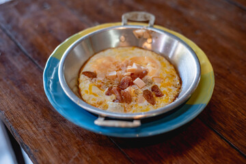 panned egg , Fried Egg with Toppings, Vietnam food, Thai food