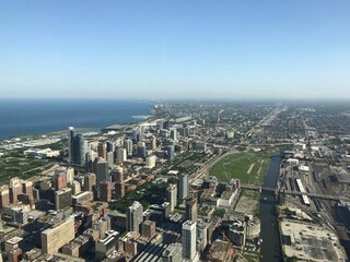 Aerial view of Chicago City.