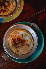 panned egg , Fried Egg with Toppings, Vietnam food, Thai food