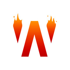 monogram letter WA logo with fire, fire W logo