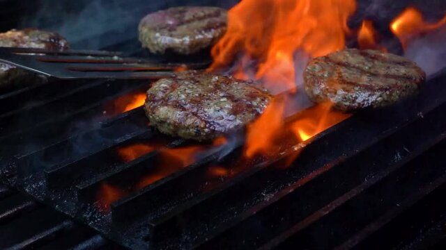 Grill Burger Flip Slow Motion 2