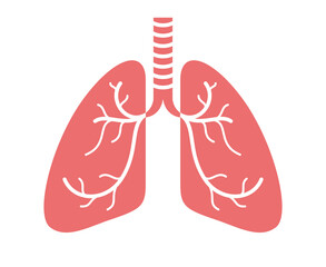 Stethoscope with lungs vector simple icon isolated over white background, pulmanology theme illustration or logo.