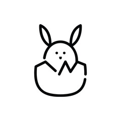 Bunny on Egg Easter Icon Logo Illustration Vector Isolated. Christ and Easter Icon-Set. Suitable for Web Design, Logo, App, and UI. Editable Stroke and Pixel Perfect. EPS 10.