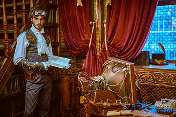 scientist in a library