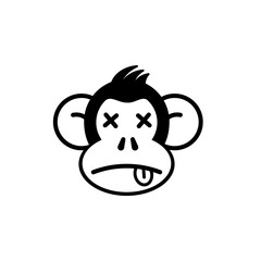 Dead monkey silhouette icon. Clipart image isolated on white background.