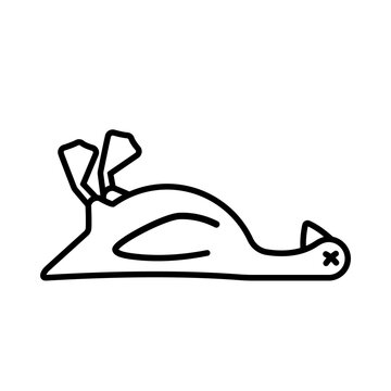 Dead duck outline icon. Clipart image isolated on white background.