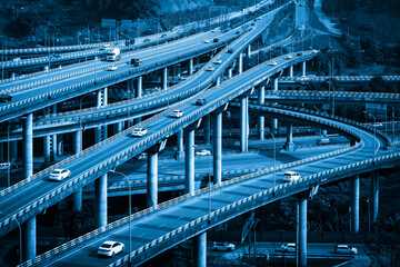 The intersecting multi-storey overpass in Chongqing, China