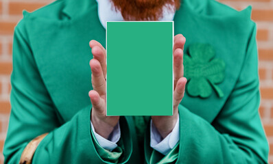 invitation St. Patrick's Day celebration postcard template, mockup