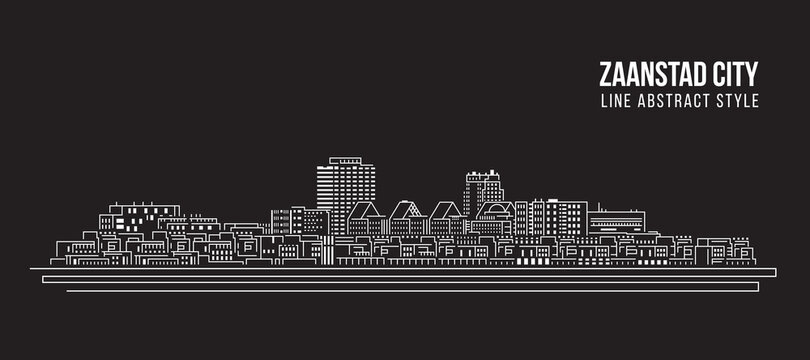 Cityscape Building Line art Vector Illustration design -  Zaanstad city