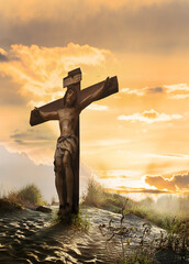 easter concept, jesus on crucified